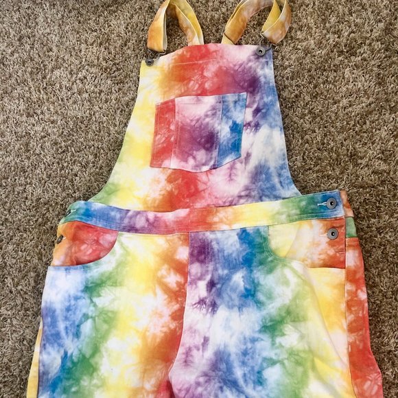Target Denim - Overall Shorts- Rainbow Tie Dye